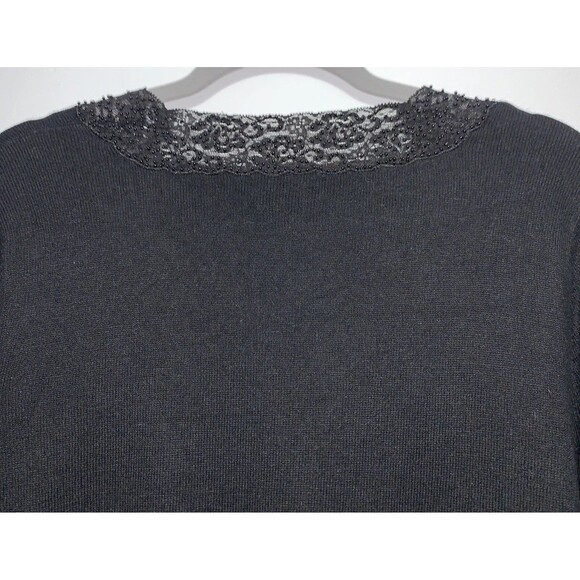 Lauren Ralph Lauren Black Silk And Cashmere Beaded Sleeve Neck Sweater X-LARGE - Picture 5 of 7